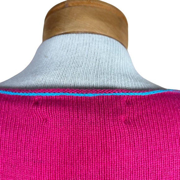 Tommy Hilfiger NWT Women’s Hot Pink Wool Blend Sweater W/ Multi Color Stripes M - Picture 8 of 16